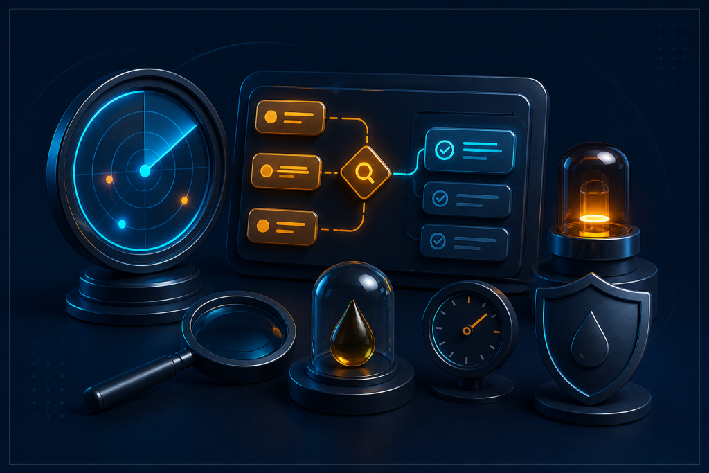 Fuel risk monitoring and verification system with radar, review controls and verified alert status
